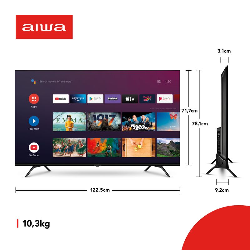 SmartTV Aiwa 55” Android, 4K, Borda Ultrafina, Dolby Vision