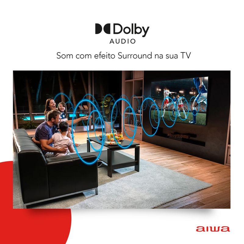 Smart TV Aiwa 32” Android, HD, Comando de voz, Dolby Áudio, HDR10 -  AWS-TV-32-BL-02-A