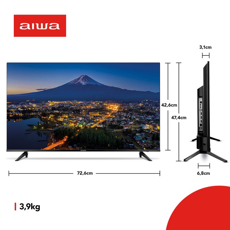 TELEVISOR AIWA, 32 LED HD, FLAT SMART,1280X720 - 001 — Corripio