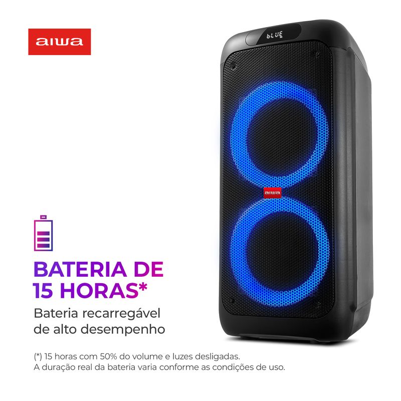 Caixa-de-Som-PartyBox-AIWA-preto-com-15h-de-bateria