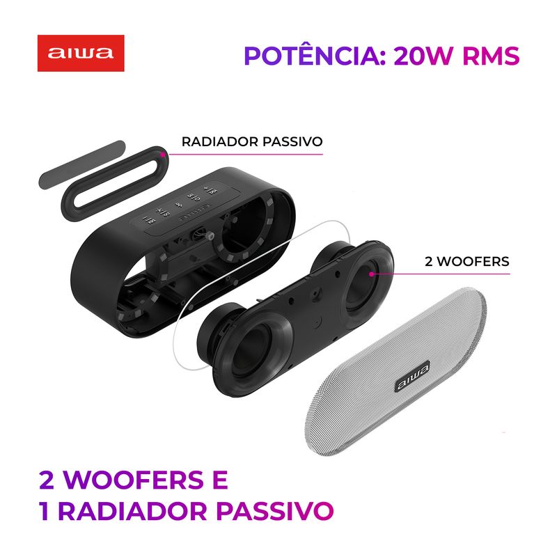 Caixa-de-Som-Speaker-AIWA-potencia-20W-RMS