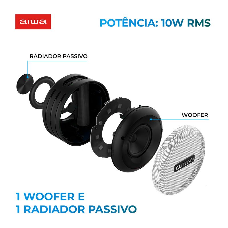 Caixa-de-Som-Speaker-AIWA-com-Radiador-passivo-e-woofer