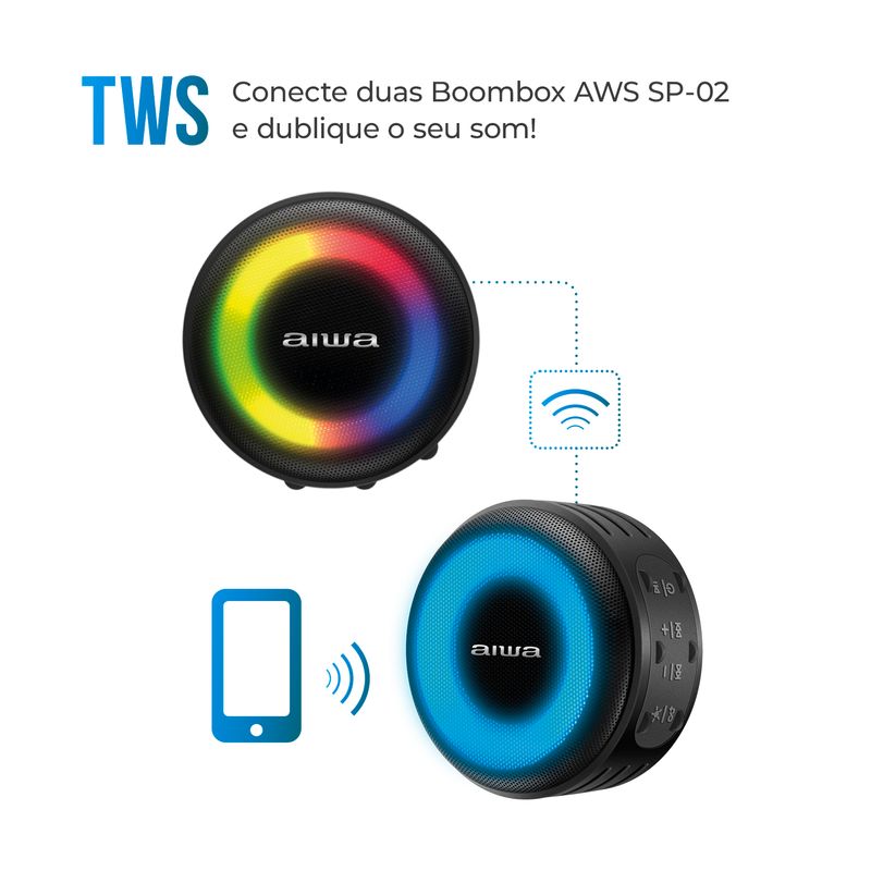 Caixa-de-Som-Speaker-AIWA-dupla-conexao