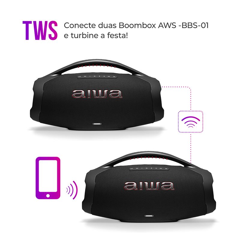 Caixa De Som Boombox AIWA - AWS-BBS-01B