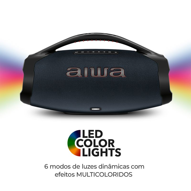 Caixa-de-Som-Boombox-Plus-6-modos-de-luzes-coloridas-Aiwa
