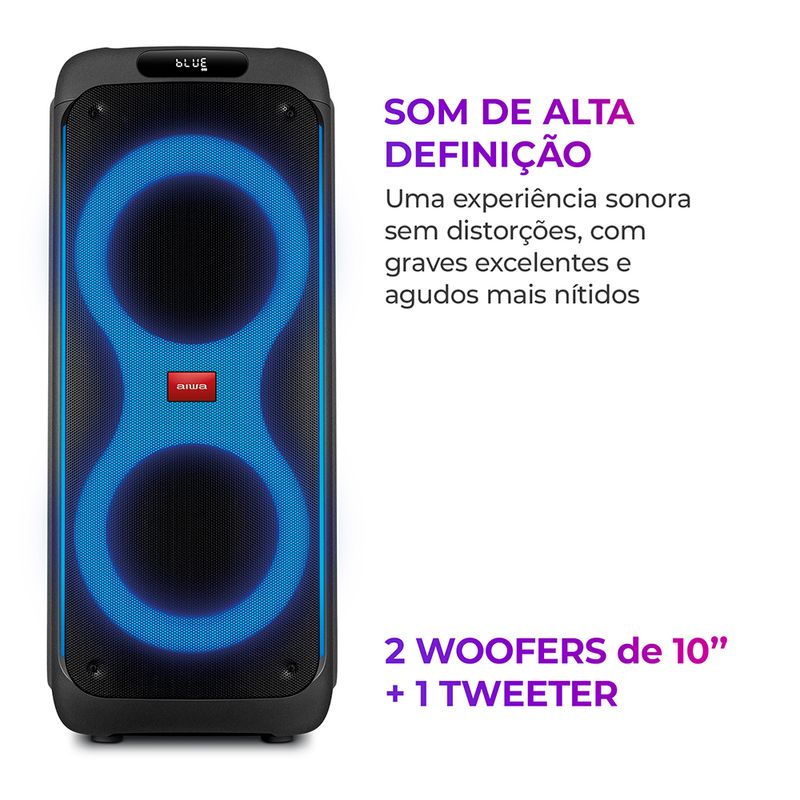 Caixa-de-Som-PartyBox-AIWA-preto-com-som-em-alta-definicao