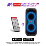 Caixa-de-Som-PartyBox-AIWA-preto-com-controle-pelo-celular