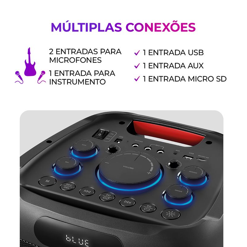 Caixa-de-Som-PartyBox-AIWA-com-multiplas-conexoes