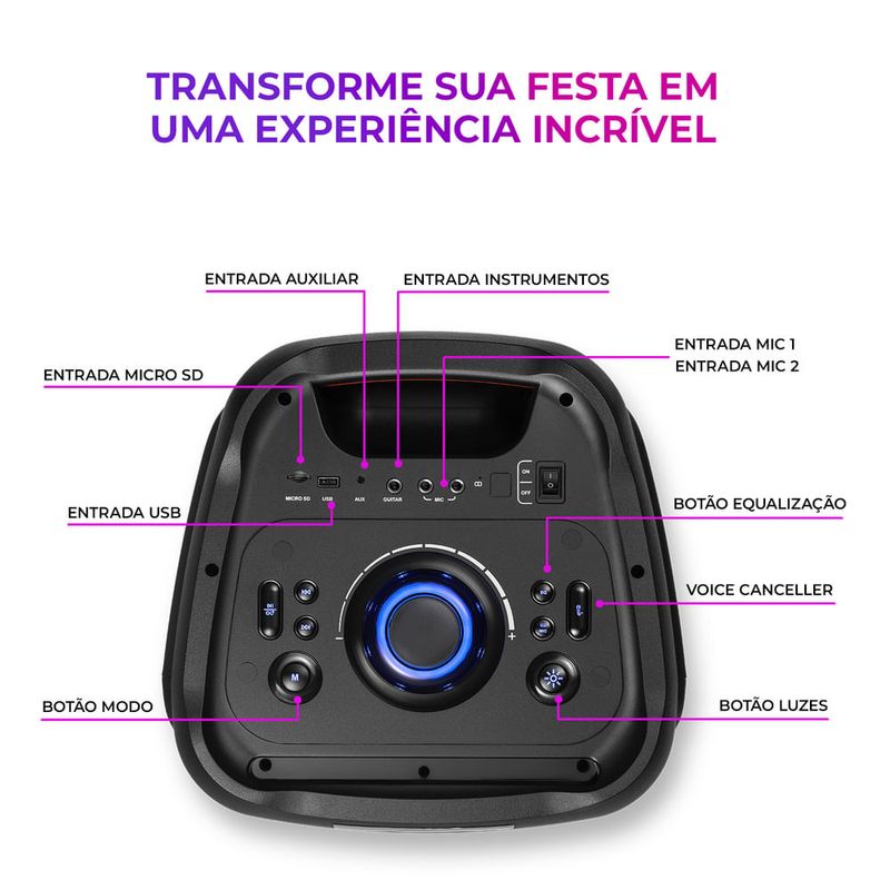 Caixa-de-Som-PartyBox-com-botoes-e-entradas-AIWA