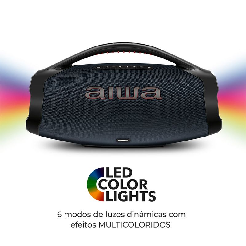Caixa-de-Som-Boombox-Plus-6-modos-de-luzes-coloridas-Aiwa